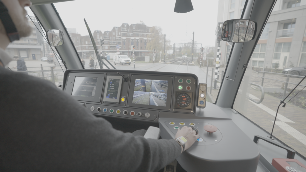 A man driving a tram
